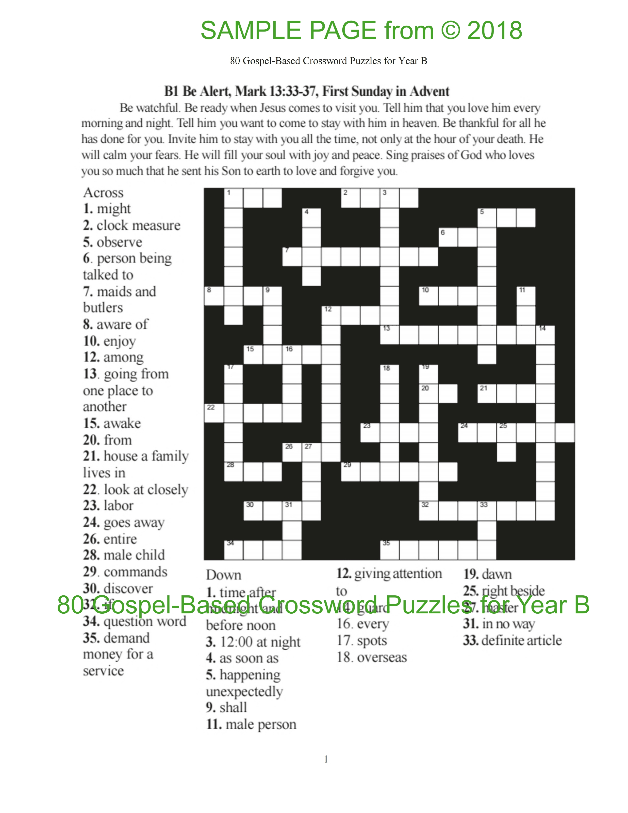 80 Gospel-Based Crossword Puzzles for Year B-New Release by Joan Y